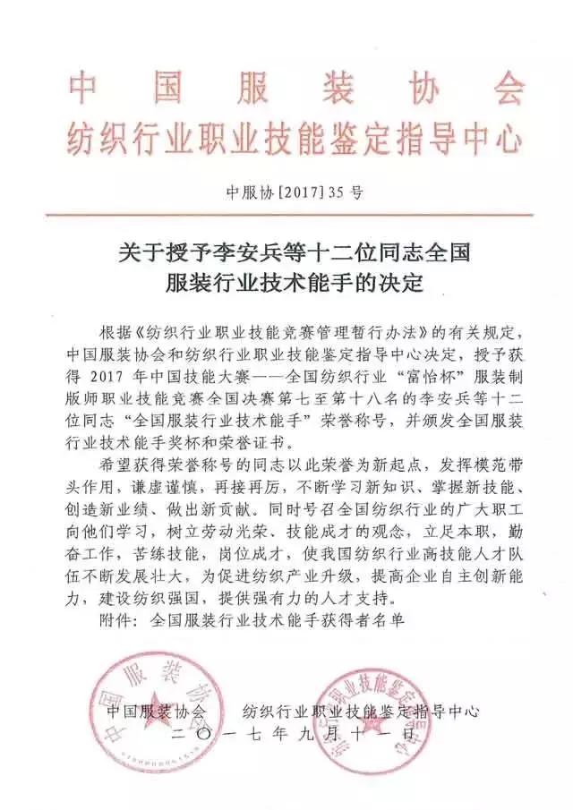 全國紡織行業“富怡杯”服裝制版師職業技能競賽獲獎名單揭曉！